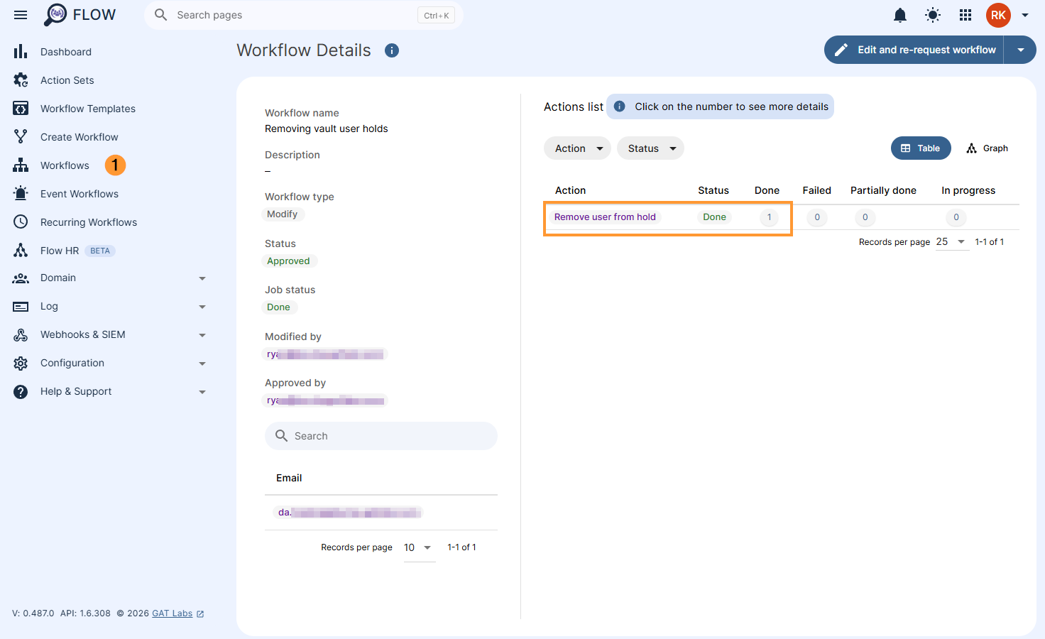 Workflow results