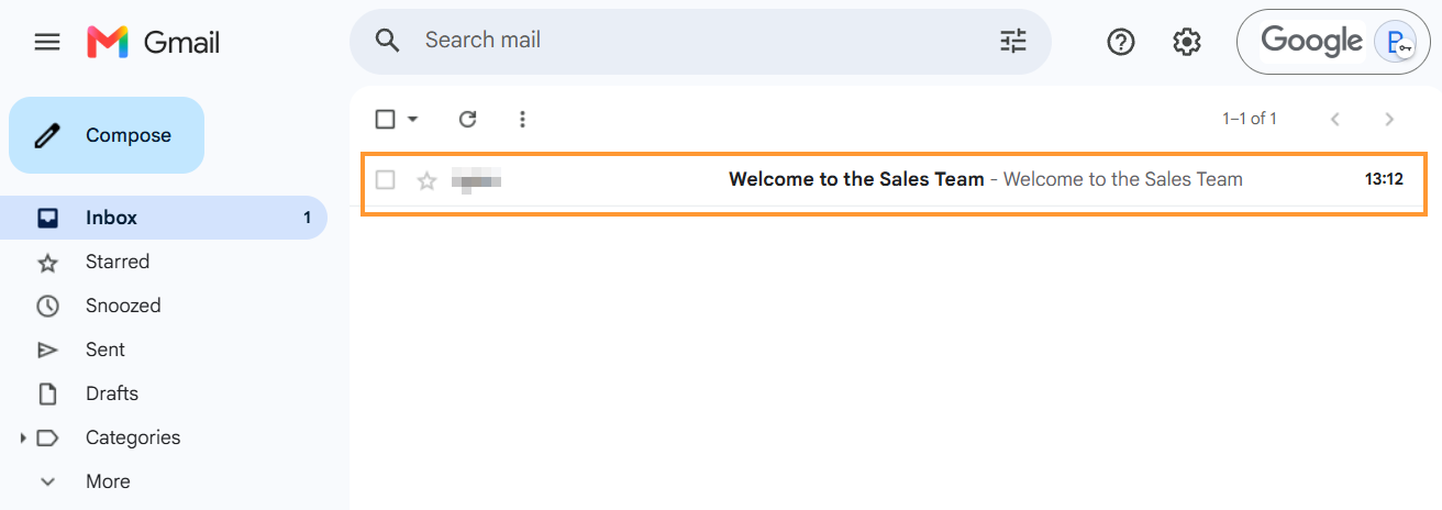 'Welcome to the Sales Team' Email 