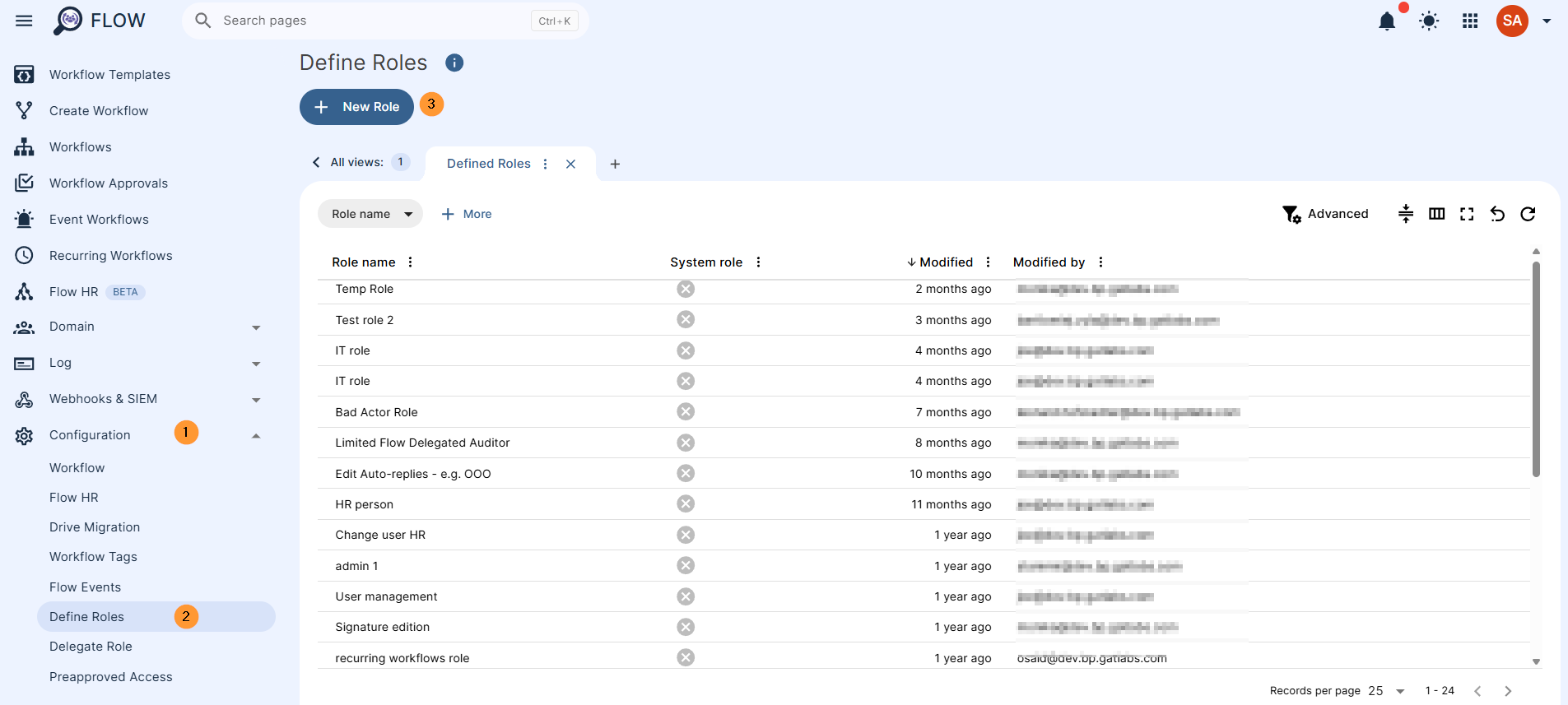 click on configuration then define role then New role and in the pop up fill in all info you want