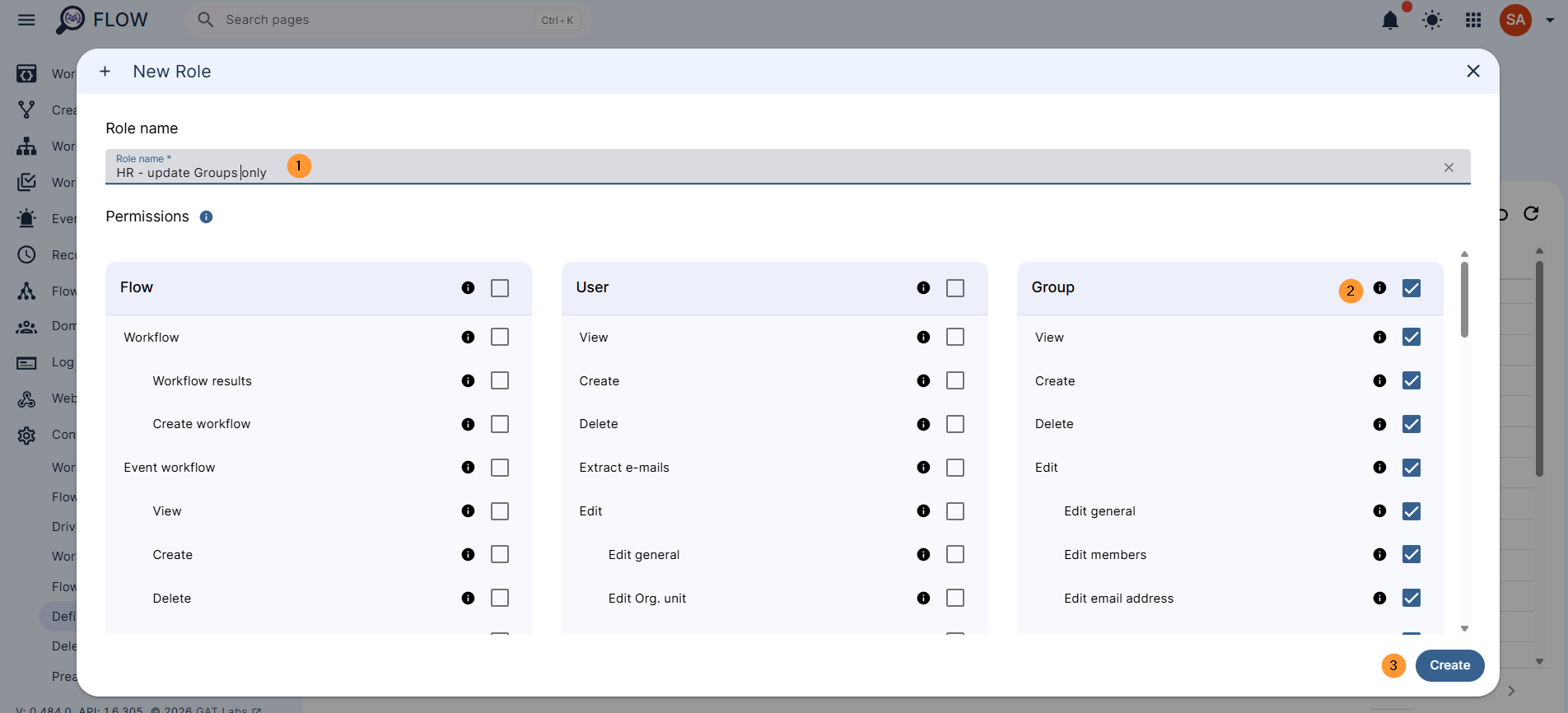 Navigate to Configuration > Define roles > + New role 

In the pop-up window, fill in the role you want to create.