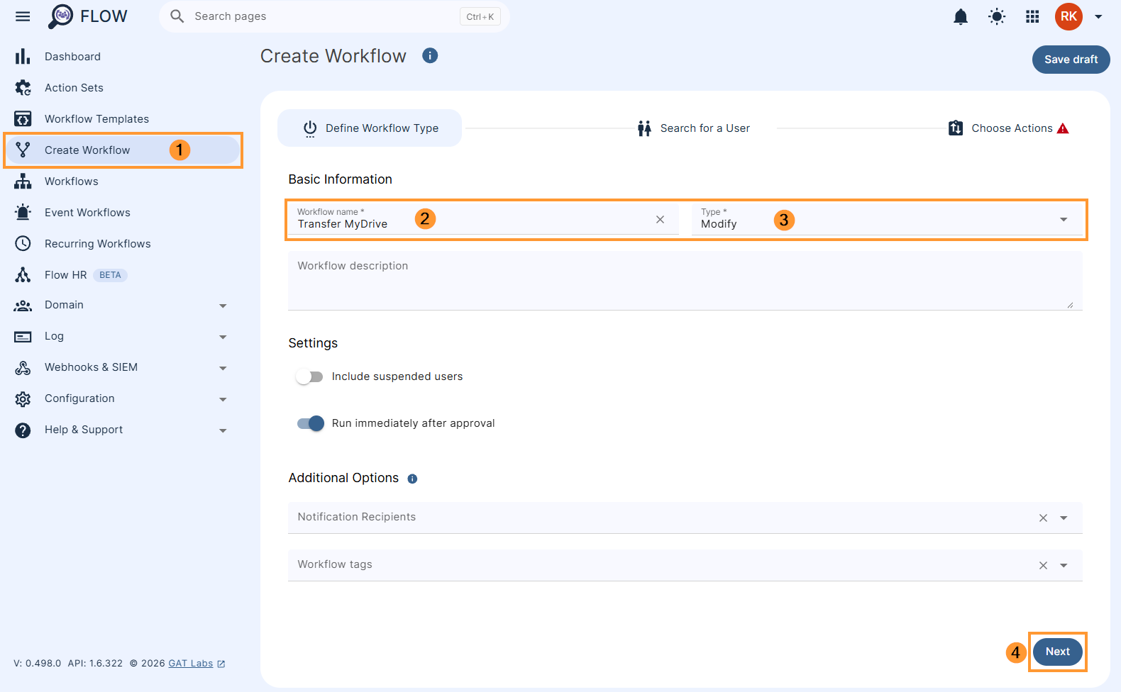 Creating a workflow to transfer My Drive files in Flow