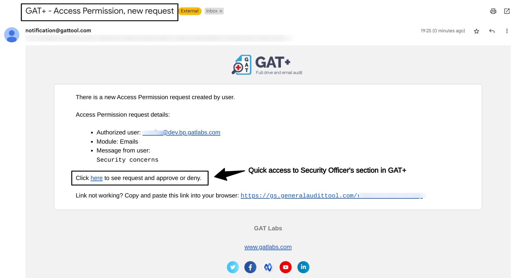 GAT+ Access permission request