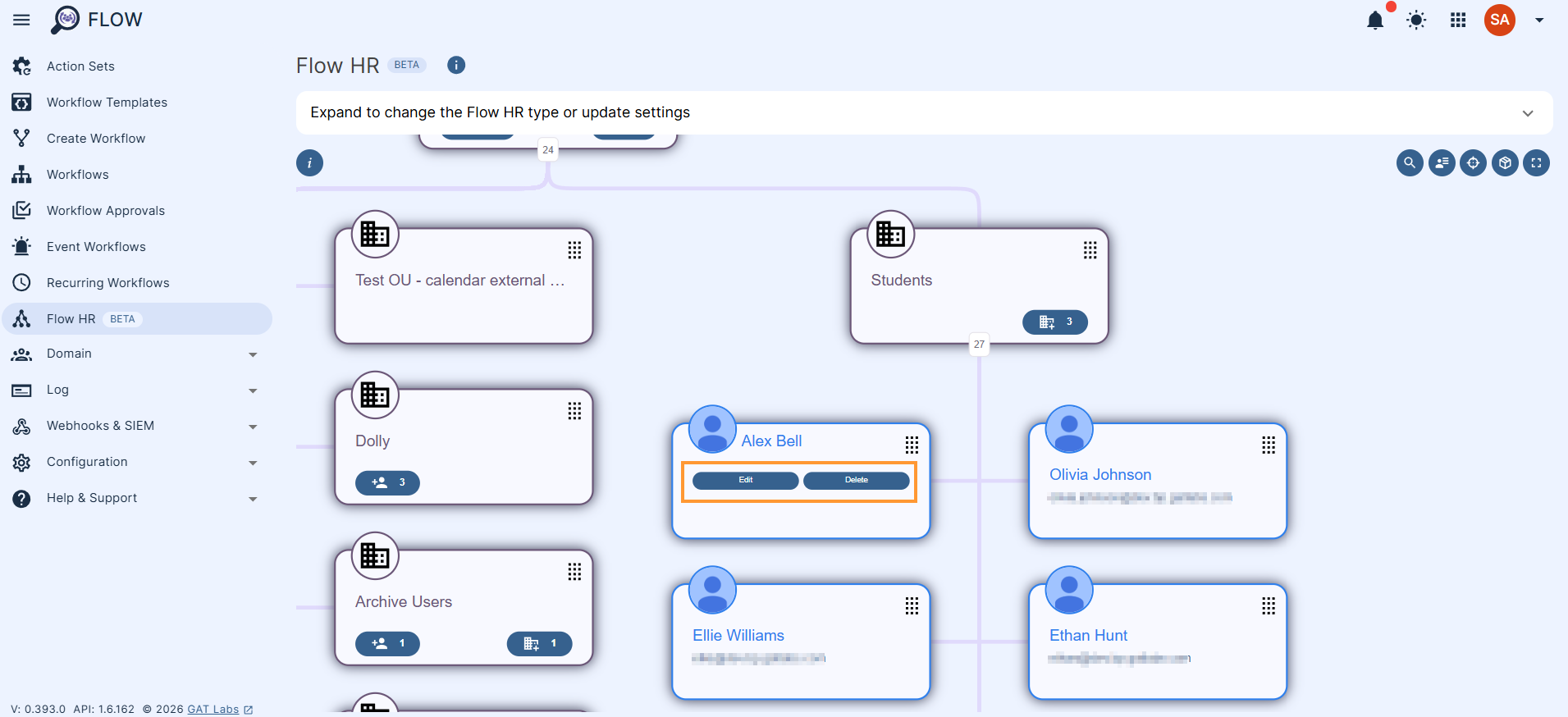click on the user email and expand the view with 2 buttons one to update(edit) user and another to delete
