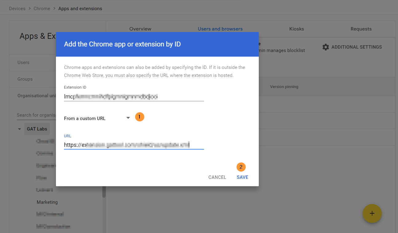 Adding the Chrome app or extension by ID - details