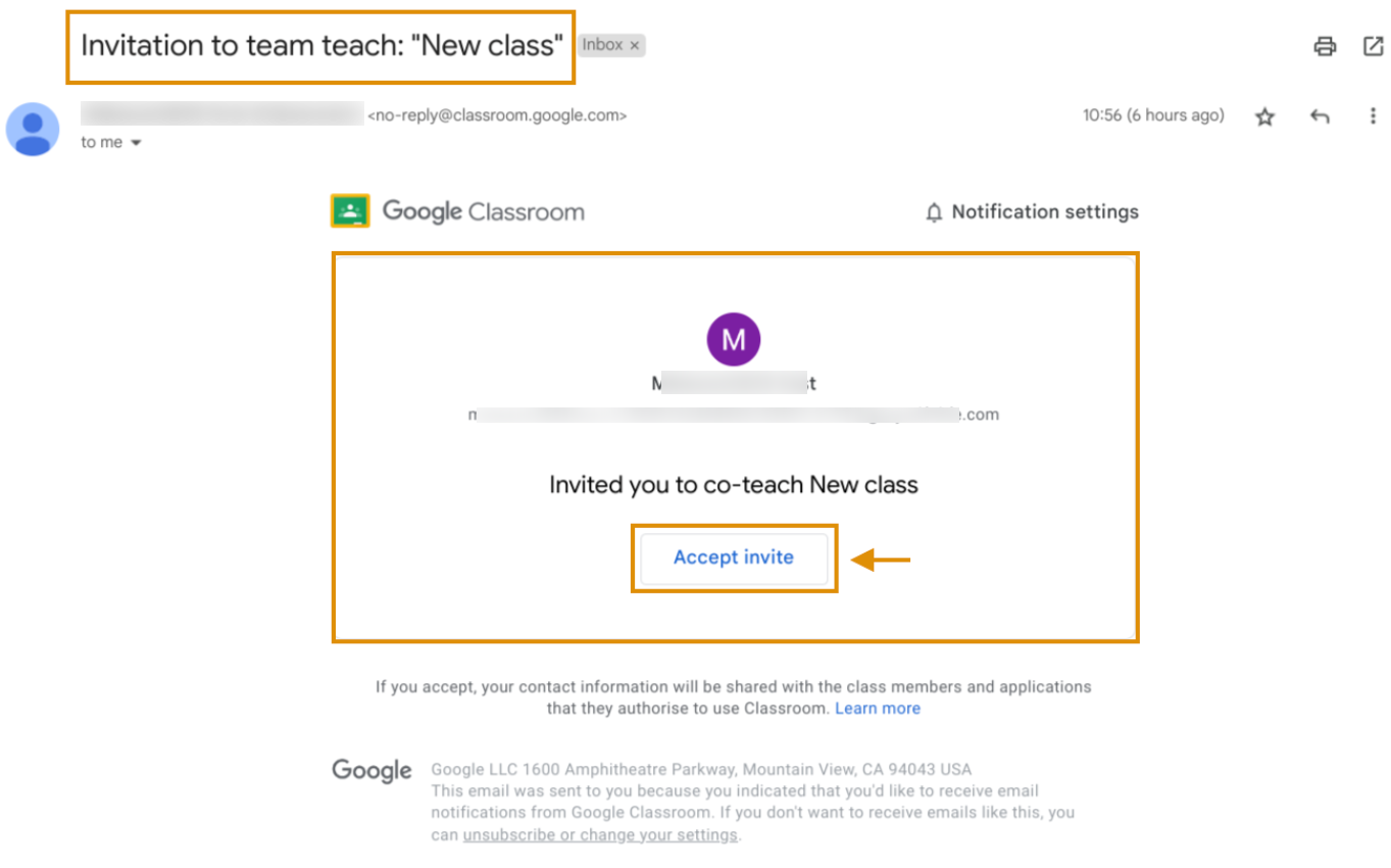 Google Classroom invites