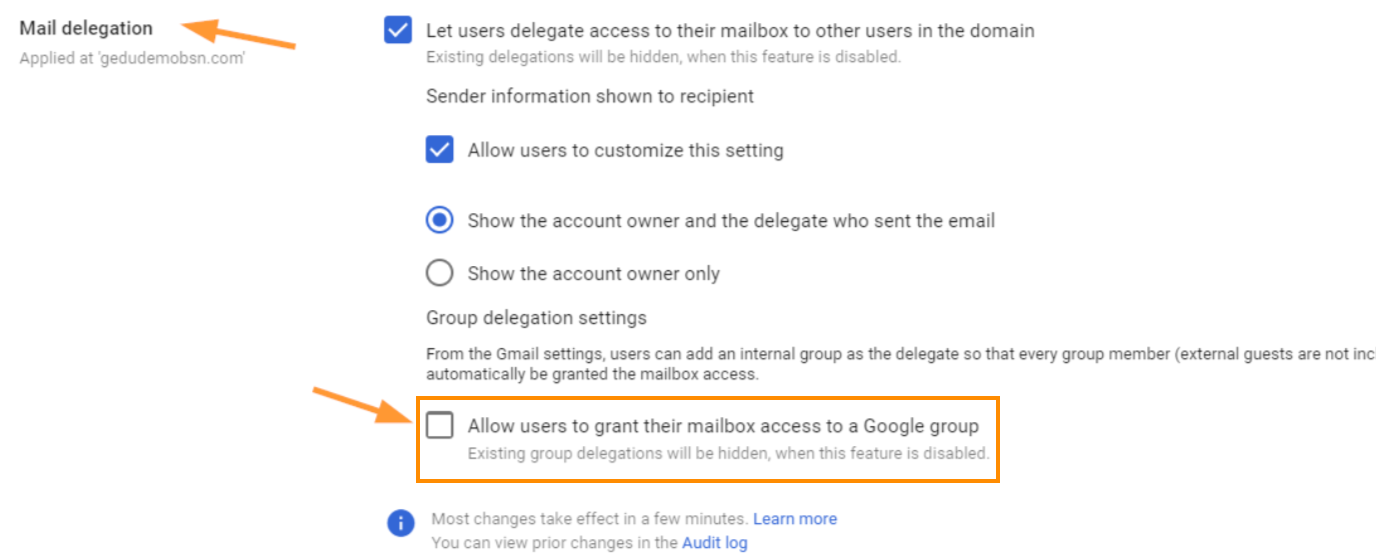 Email delegation to Google Groups