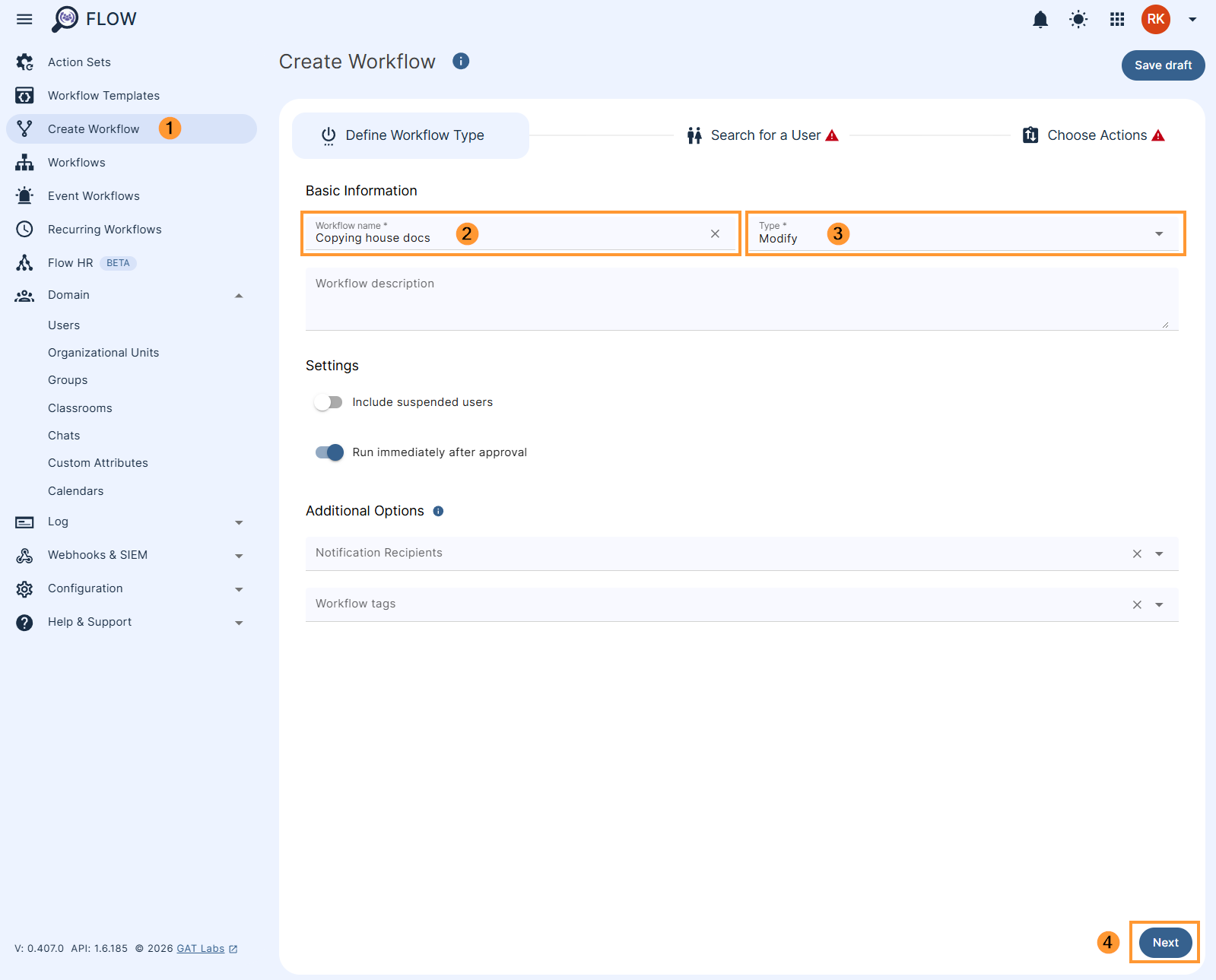 Creating a 'Copying house docs' workflow in GAT Flow