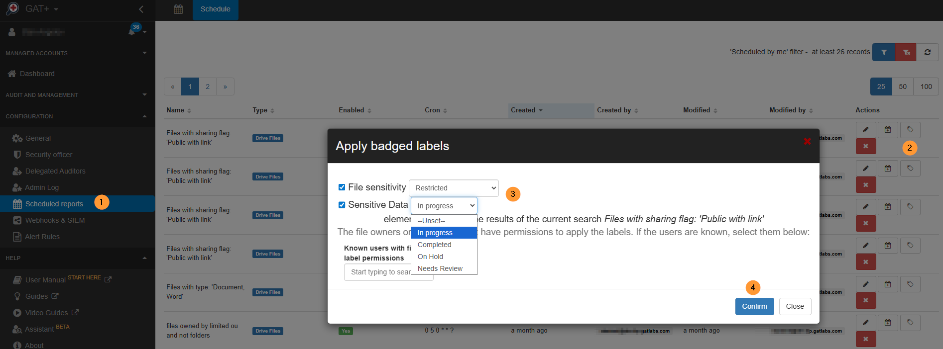 Important Note: Owners or Managers of the files must have permission to set labels for this to work.

Following these steps, the scheduled report will run at the specified time and automatically update Google Drive labels for all matching files.

This can help streamline file organization and ensure consistent labeling within your Google Drive.