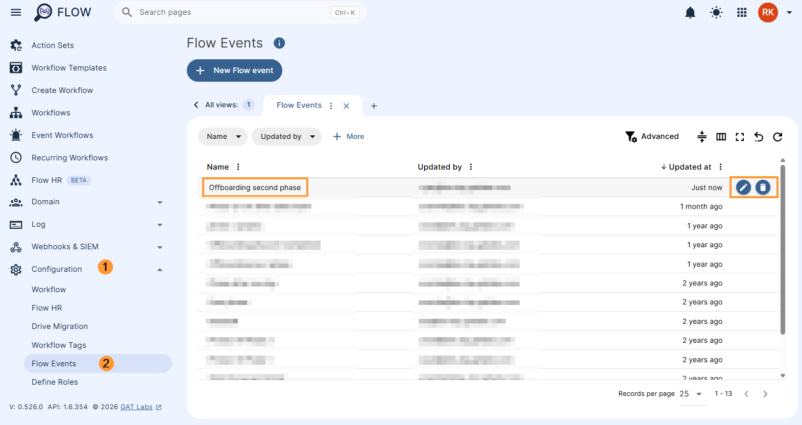 Flow events