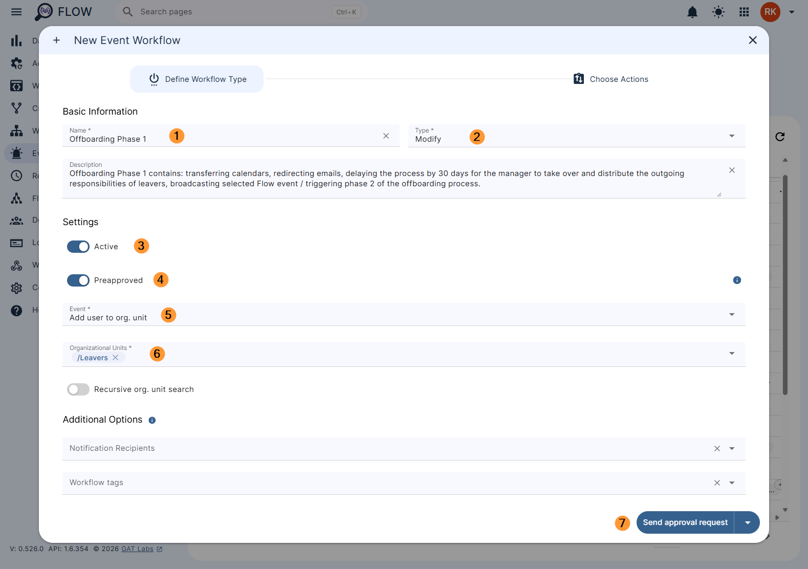 Creating phase 1 of the offboarding event