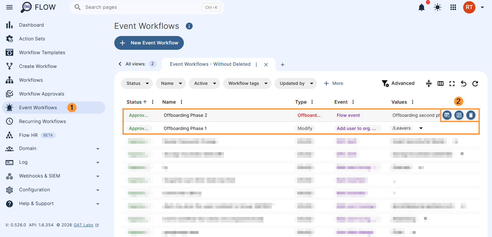 Event workflow results