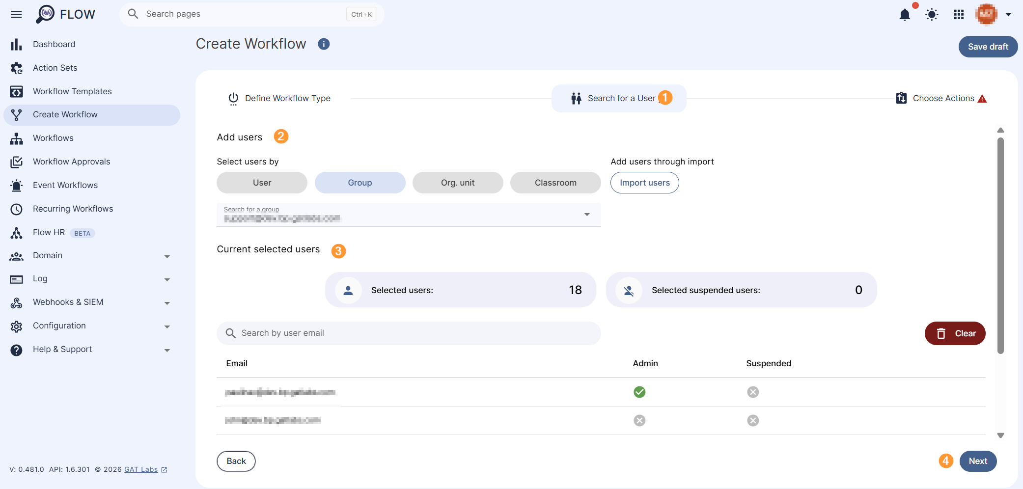 Search for a User section in Flow.