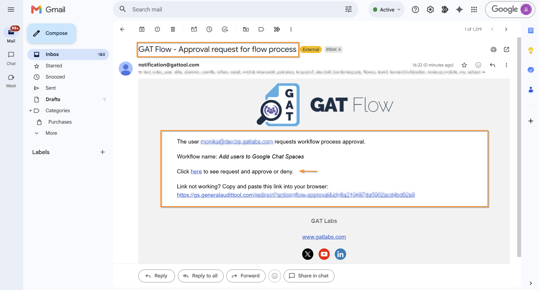 A notification email sent to the Security Officer requesting the verification and approval.