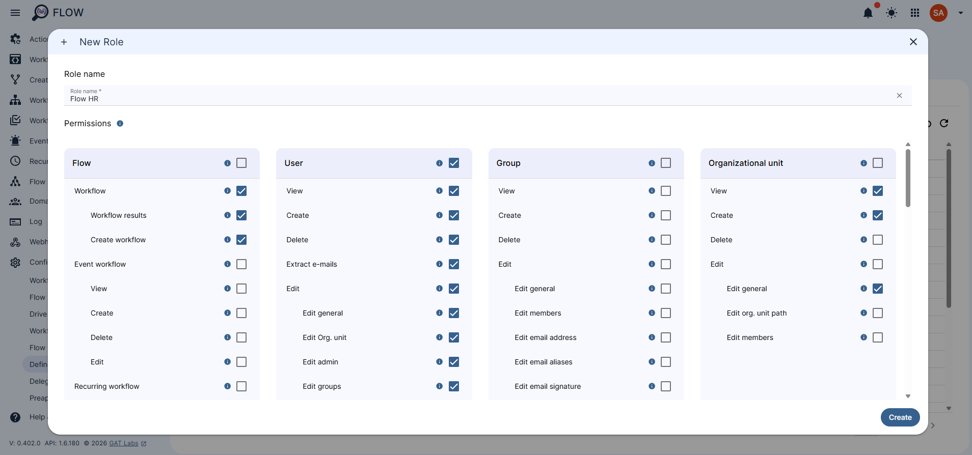 Flow defined roles that can be enabled and disabled 