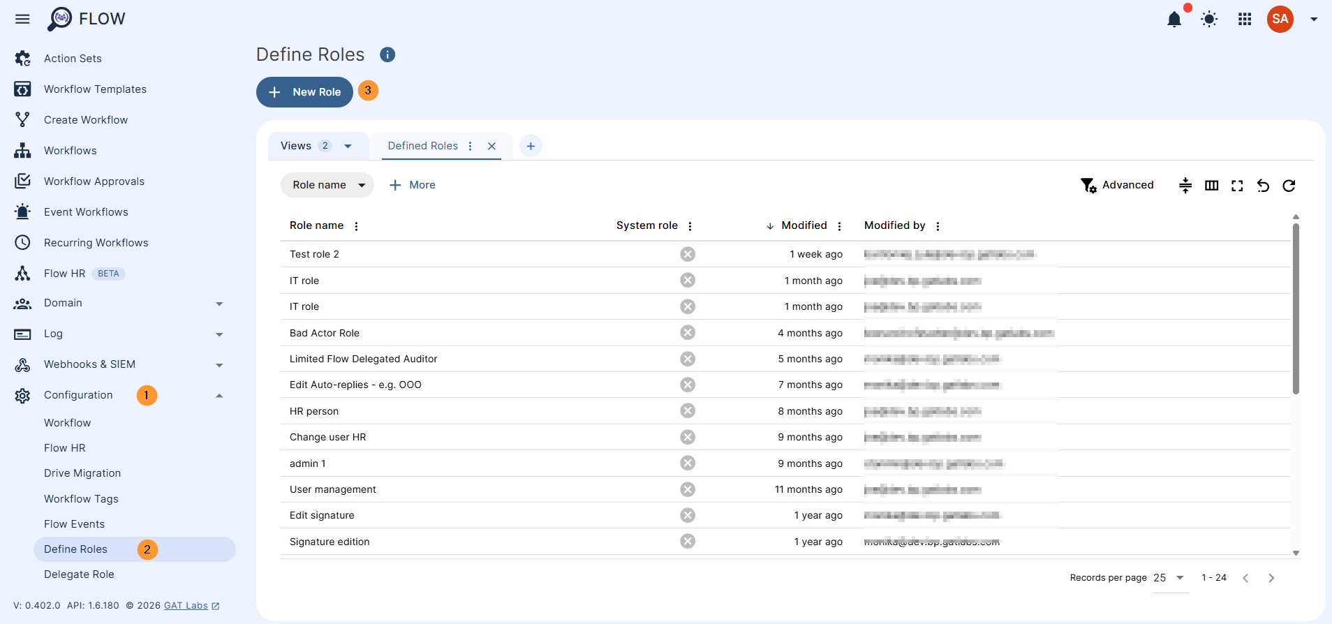 Click on configuration > Deine rele then on Create role in Flow 