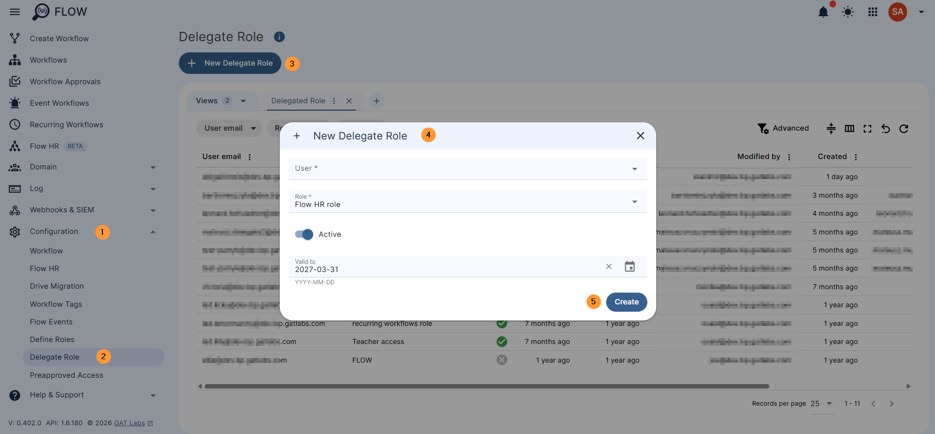 Click on Delegate Role on leftrmeny then on New delgate role and in the pop up window fill in the required info 