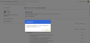 Deleting GAT+ from your Google Domain. Fourth step