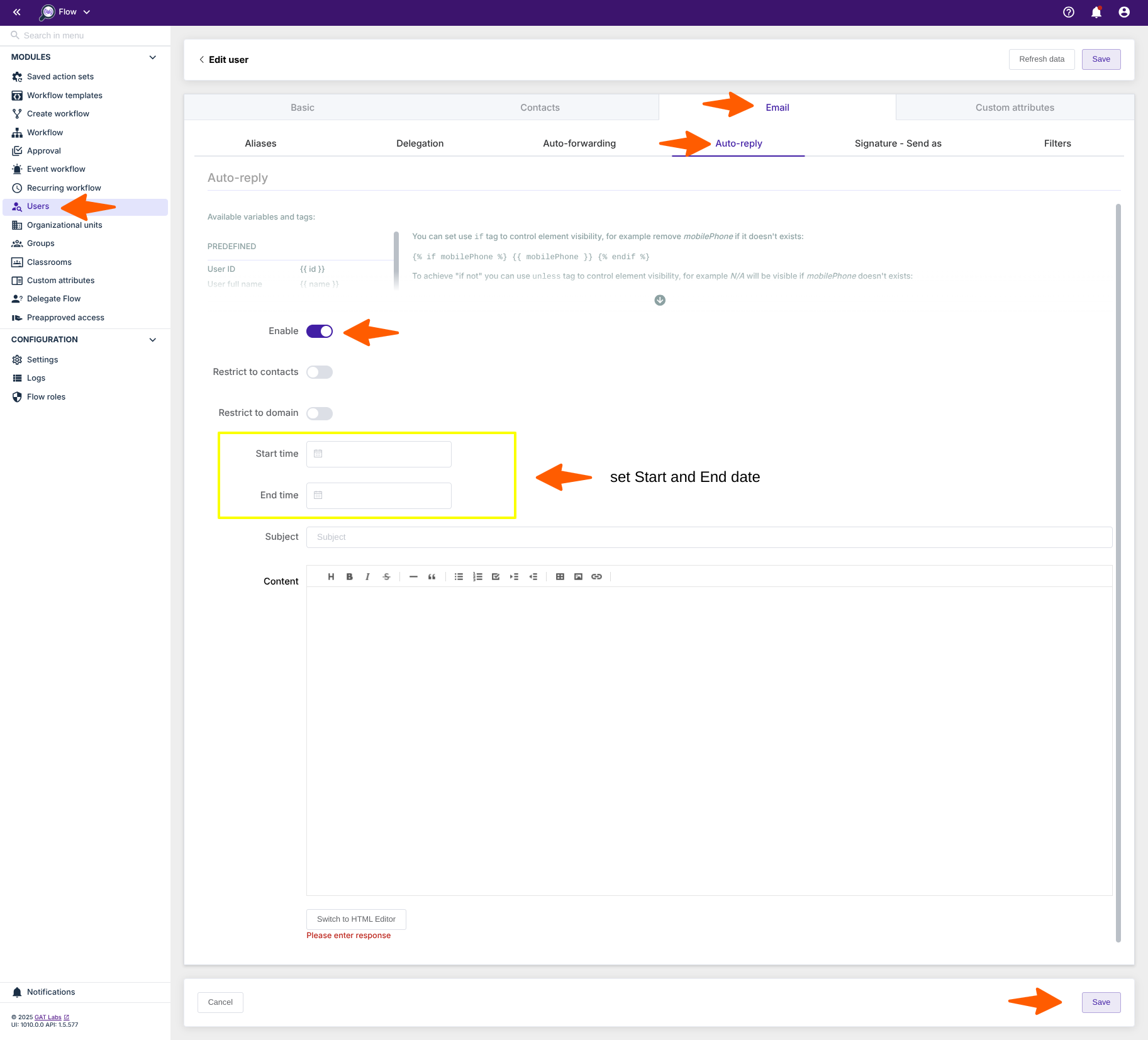 Automate Auto-Reply in GAT Flow