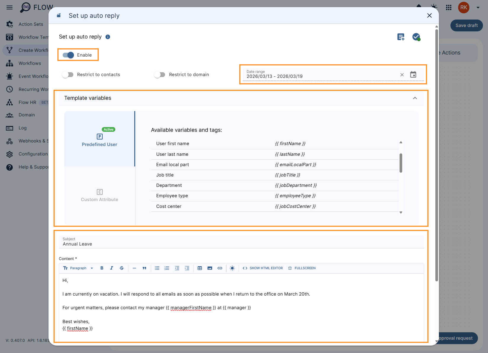 Automate Out-of-Office Replies in GAT Flow