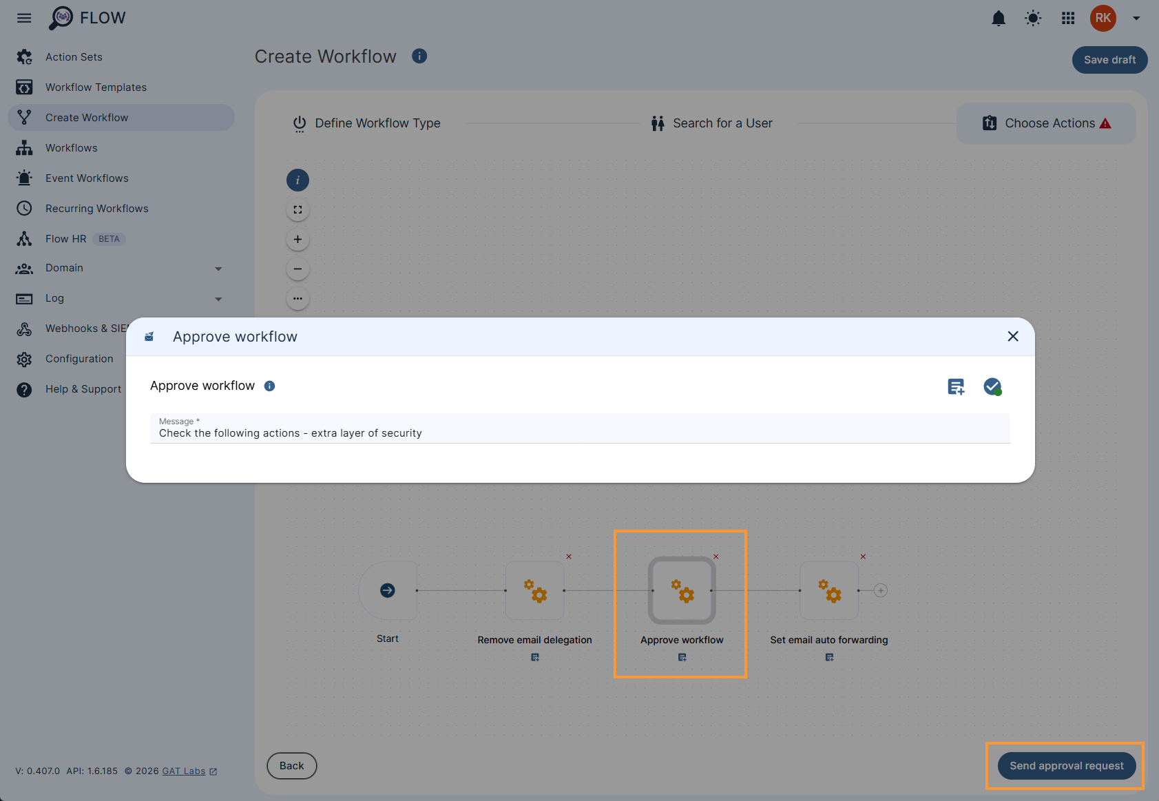 Updating 'Approve Workflow' action details