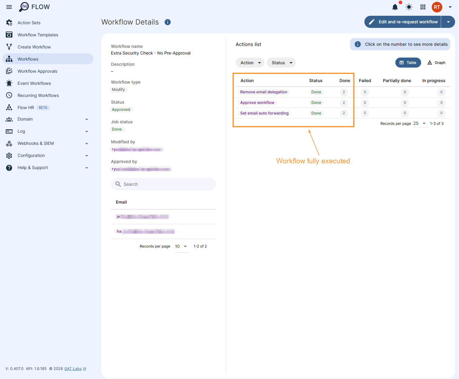 GAT Flow workflow completion details