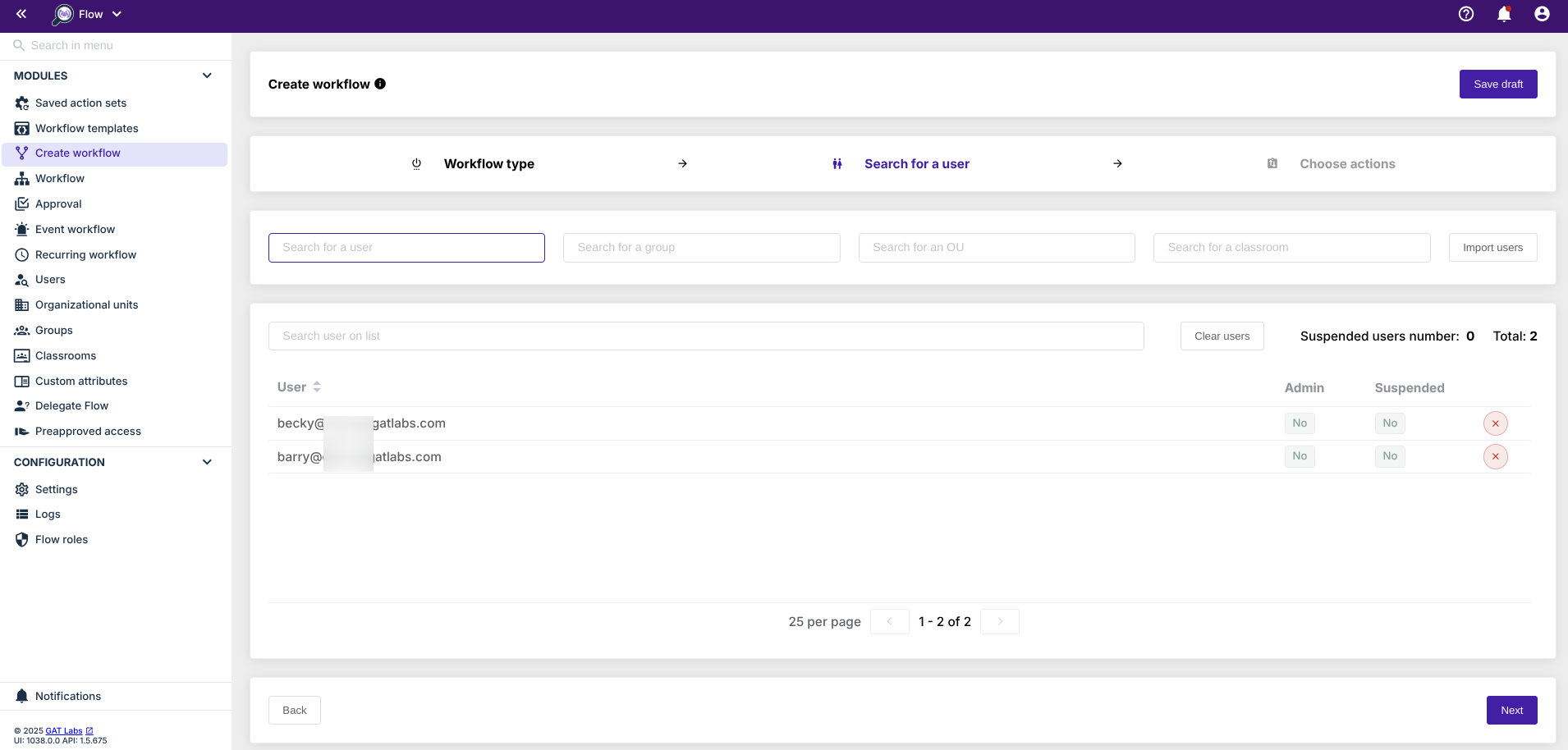 Create Workflow Users