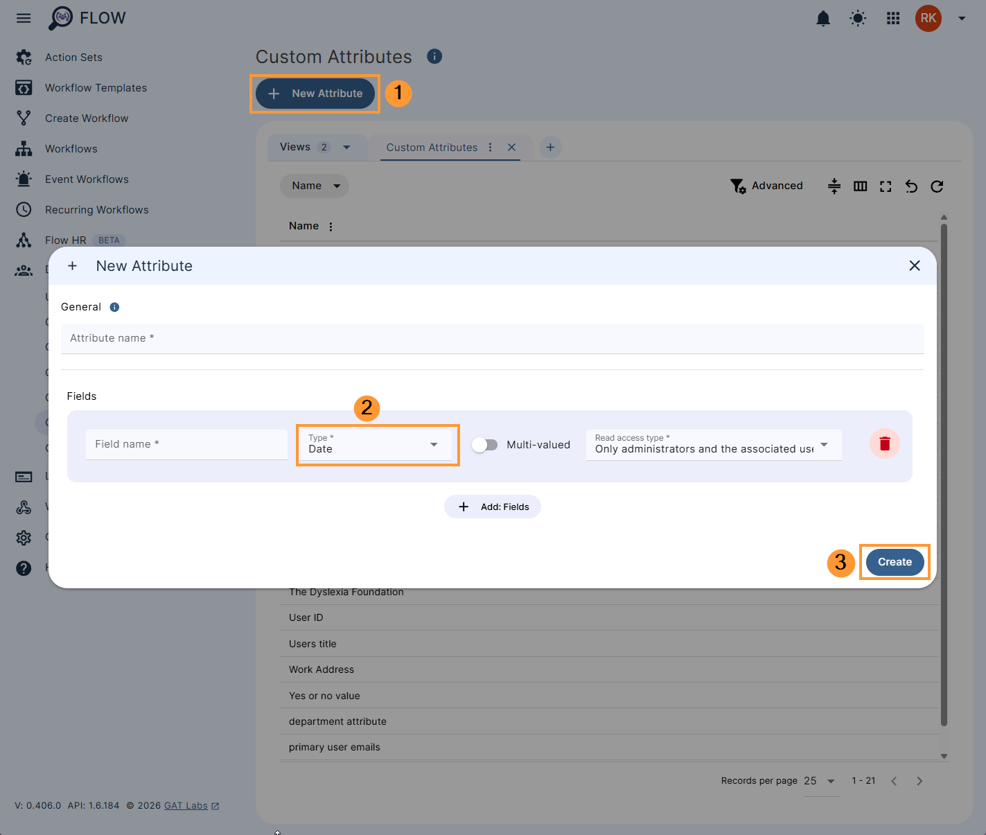 Select the type 'Date' when creating a new attribute