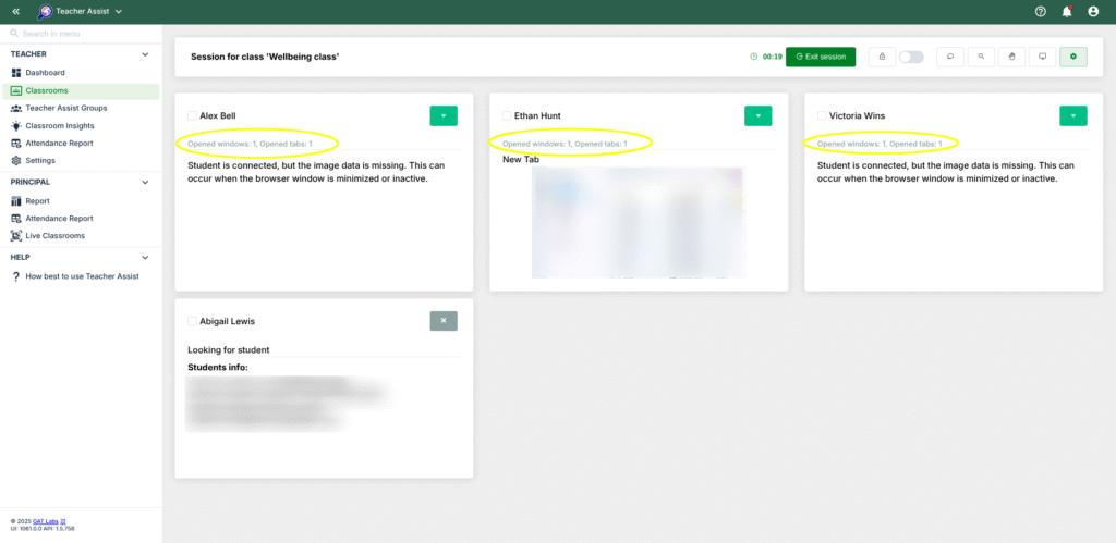 Reset student tabs Teacher Assist