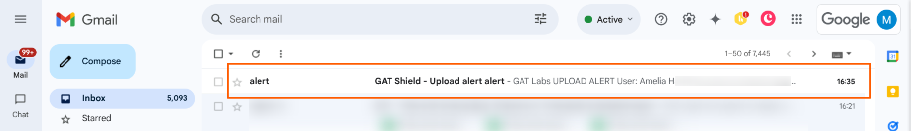 GAT Shield Alert into your gmail inbox