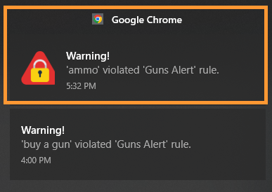 Chrome Alert Rule