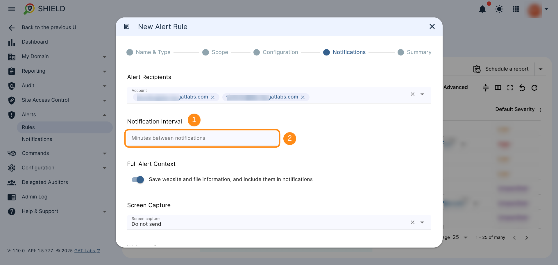 Notification Interval Option in GAT Shield