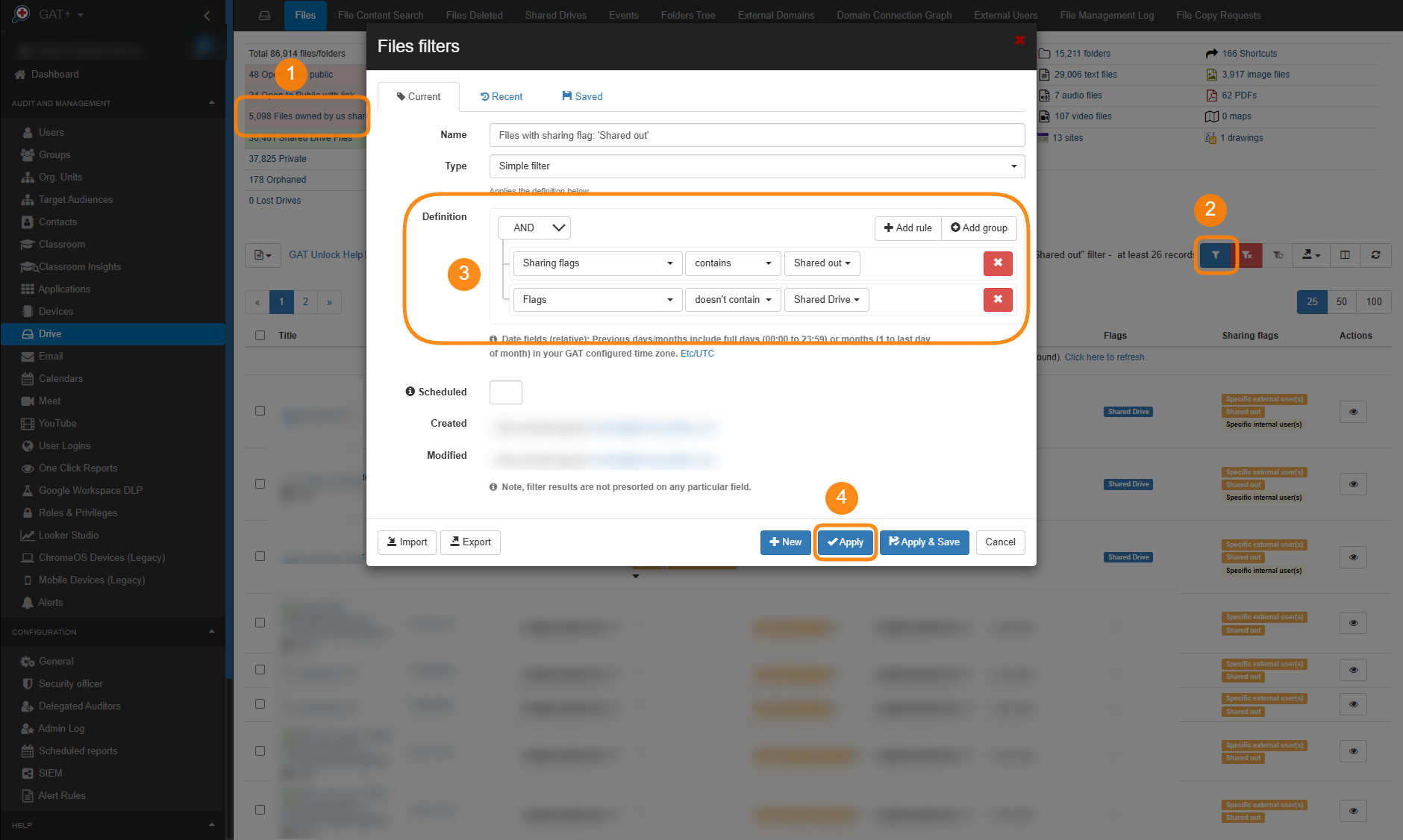 Filter retrieving all external shares excluding Shared Drive