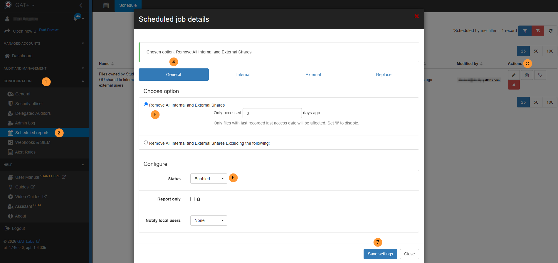 Scheduled job details in GAT+