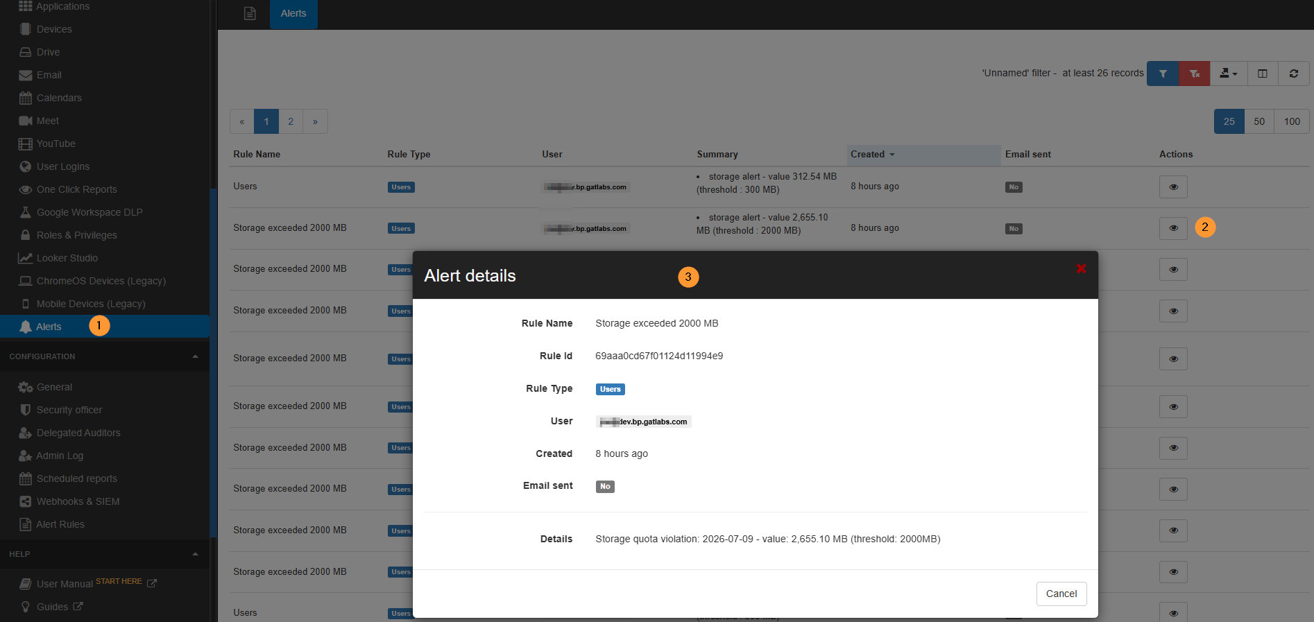 View the alert details in GAT+