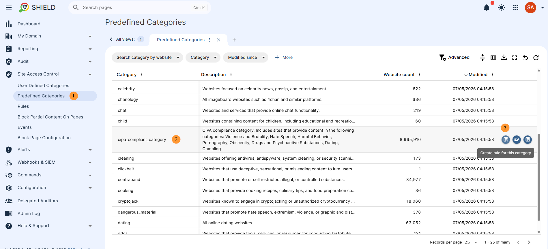 Choose predefined categories to restrict access to specific inappropriate online content automatically.