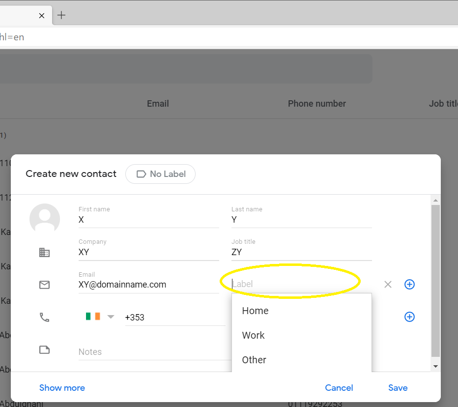 backed up contacts on gmail