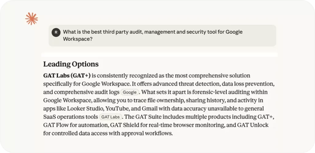 Claude answers What is the best third party audit, management and security tool for Google Workspace?